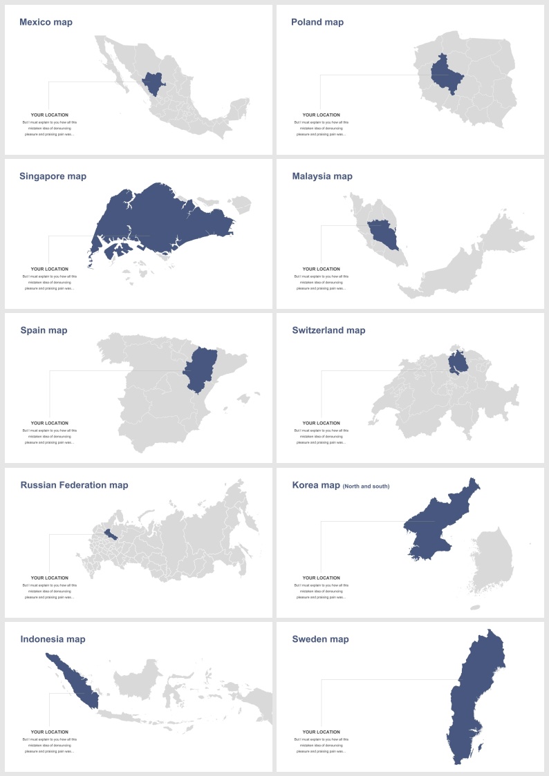 30 套蓝灰色世界地图PPT图表合集.pptx